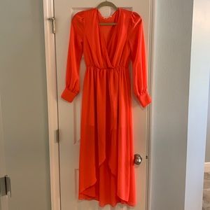 Coral High-Low Dress
